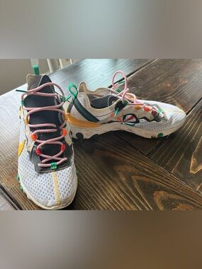 Nike White Sneakers with Pink, Yellow and Green Accents